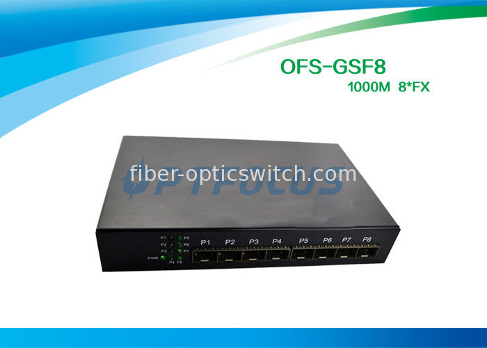 SFP 8 Port Fiber Optic Ethernet Switch 100mbps , Full Duplex Switch Dual Mode