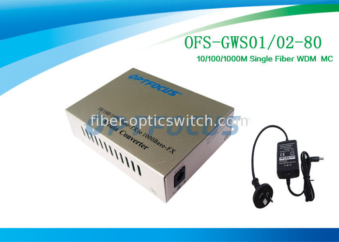 Single Fiber Fiber Media Converter SM  80 Km SC 1310nm 1550 nm External PS